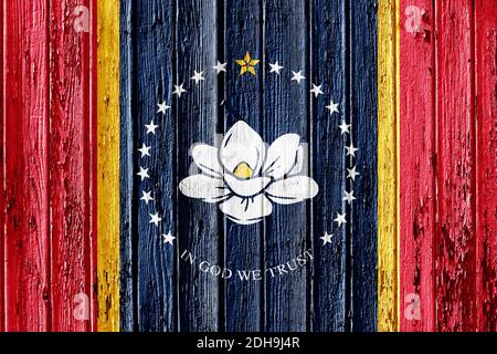 Flag of Mississippi on wooden frame Stock Photo