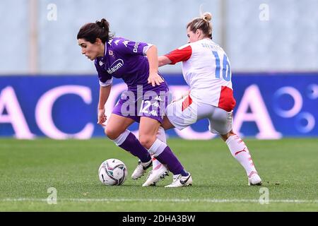 Artemio Franchi stadium, Florence, Italy. 10th Dec, 2020. Marta Mascarello (Fiorentina Femminile) and Tereza Szewieczkova (Slavia Praga) during Fiorentina Femminile vs Slavia Praga, UEFA Champions League Women football match - Photo Lisa Guglielmi/LM Credit: LiveMedia/Alamy Live News Stock Photo