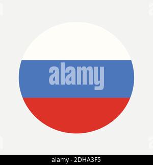 National Flag of Russia Federation in a circle shape. Stock Vector