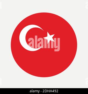 The National Flag of Turkey in a Circle. Stock Vector