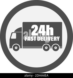 fast or express 24 hour delivery icon with delivery truck vector illustration Stock Vector