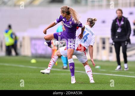 Florence, Italy. 10th Dec, 2020. Frederikke Thogersen (Fiorentina Femminile) and Tereza Szewieczkova (Slavia Praga) during Fiorentina Femminile vs Slavia Praga, UEFA Champions League Women football match in florence, Italy, December 10 2020 Credit: Independent Photo Agency/Alamy Live News Stock Photo