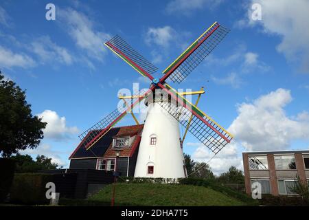 Windmill t Welvaaren in Grijpskerke, Zeeland Stock Photo