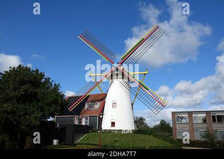 Windmill t Welvaaren in Grijpskerke, Zeeland Stock Photo