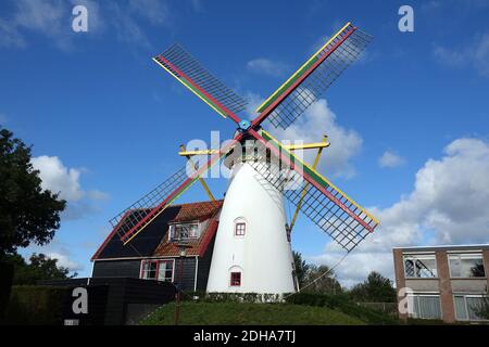 Windmill t Welvaaren in Grijpskerke, Zeeland Stock Photo