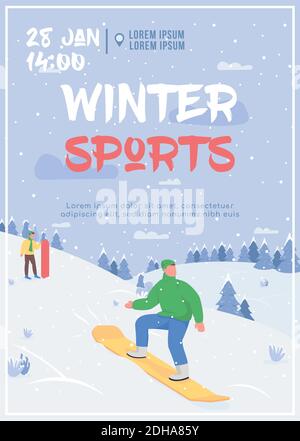 Winter sport poster flat vector template Stock Vector