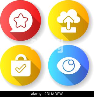 Easy to use interface creation process flat design long shadow glyph icons set Stock Vector