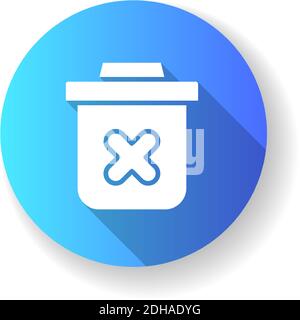 Delete blue flat design long shadow glyph icon Stock Vector