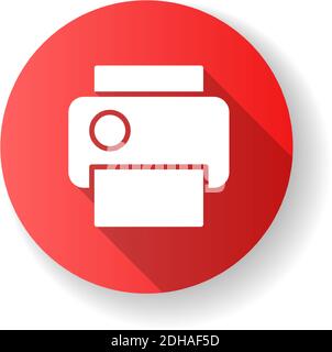 Print red flat design long shadow glyph icon Stock Vector