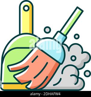 Sweeping floor RGB color icon Stock Vector