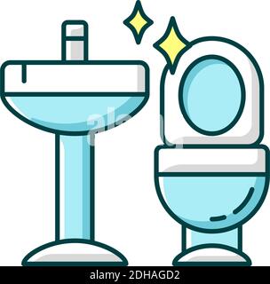 Cleaning bathroom RGB color icon Stock Vector