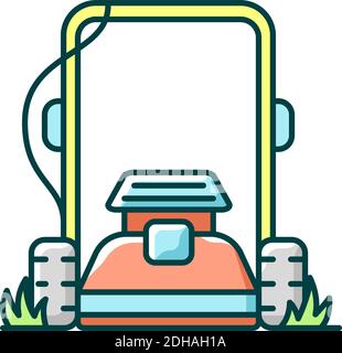 Lawn mowing RGB color icon Stock Vector