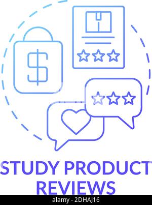 Studying product reviews concept icon Stock Vector