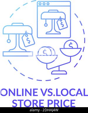 Online vs. local store price concept icon Stock Vector