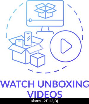 Watching unboxing videos concept icon Stock Vector