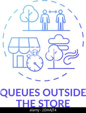 Queues outside store concept icon Stock Vector