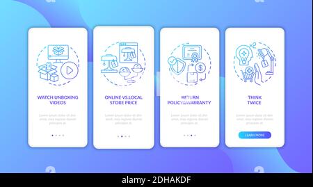 Informed customer tips onboarding mobile app page screen with concepts Stock Vector