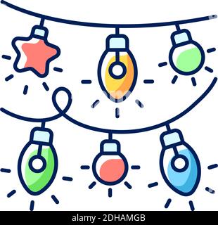 Christmas light RGB color icon Stock Vector