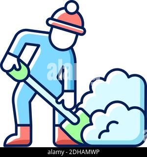 Hand shoveling RGB color icon Stock Vector