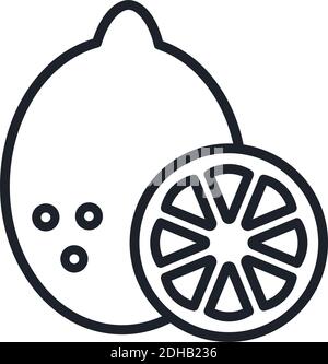 Lemon icon. Lemon slice. Vector linear icon, contour, shape, outline isolated on a white background. Thin line. Modern minimalistic design. Fruits Stock Vector