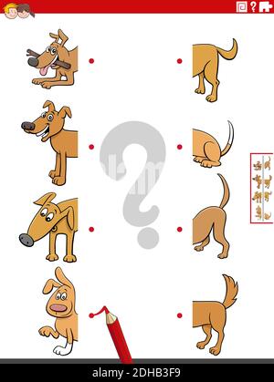 match halves of dogs pictures task coloring page Stock Vector Image ...