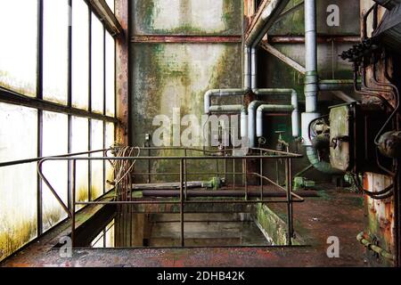 abandoned factory, lost place old paper mill back to nature Stock Photo