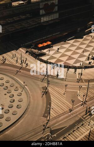 High angle view of public square at Stockholm during sunny day Stock Photo