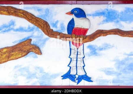 Painting of a Tocororo, National Bird of Cuba, Holguin, Cuba Stock Photo