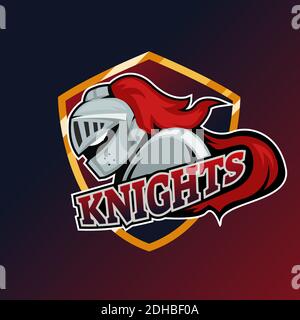 Modern professional knights logo design template for a sport team. Esport Vector illustration. Stock Vector