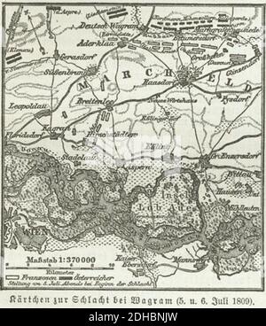 Kärtchen zur Schlacht bei Wagram (05. & 06.07.1809). Stock Photo