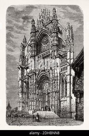 The Cathedral of Saint Peter at Beauvais, Oise department. Picardy, France. Old XIX century engraving illustration. Les Français Illustres by Gustave Demoulin 1897 Stock Photo