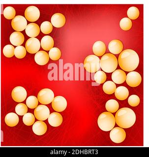 Staphylococcus aureus on a red background. Vector illustration for your design, educational,  biology, scientific, and medical use. Stock Vector