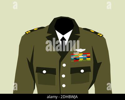 Military uniform with high officer rank insignia - elegant khaki