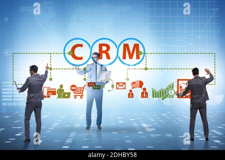 CRM custromer relationship management concept with businessman Stock Photo