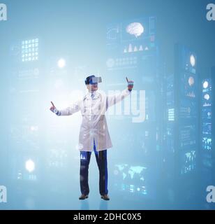 Doctor in telemedicine concept with virtual reality glasses Stock Photo