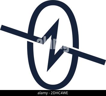 Number zero icon logo combined with pulse icon design template Stock Vector