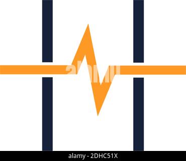 Letter H icon logo combined with pulse icon design template Stock Vector