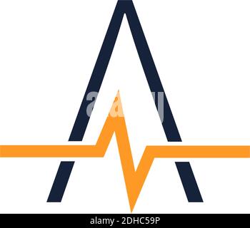 Letter A icon logo combined with pulse icon design template Stock Vector