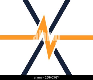 Letter X icon logo combined with pulse icon design template Stock Vector