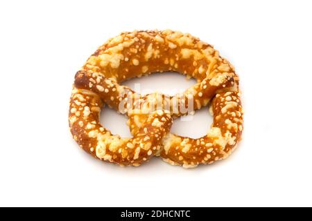 Cheese pretzel on a white background Stock Photo