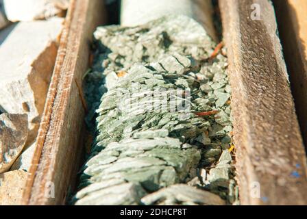 mining core samples from test drilling rigs Stock Photo