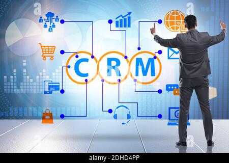 CRM custromer relationship management concept with businessman Stock Photo