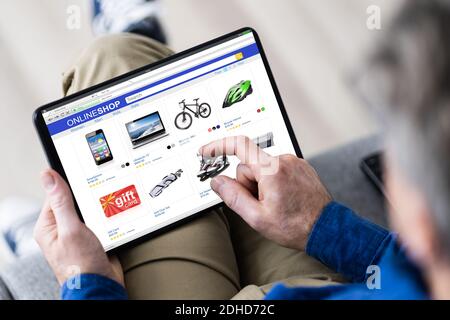 Using Online Shop On Couch. Selling Online Stock Photo