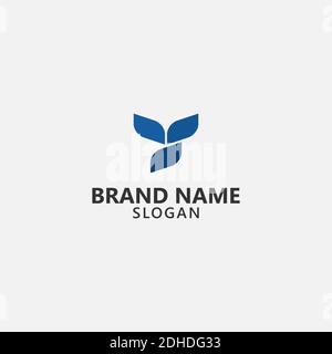 Modern Flat Letter Y V and Leaf Grow Logo Vector Template suitable for modern company concern on environment issue Stock Vector