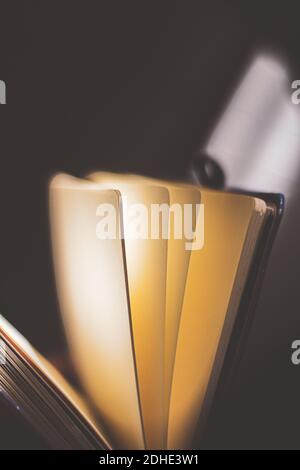 old open notebook with separate sheets Stock Photo