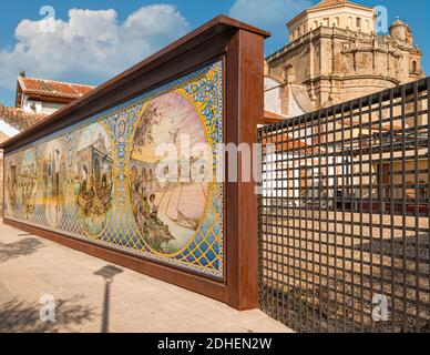 TALAVERA DE LA REINA, SPAIN - Dec 01, 2020: panel mural de ceramica de Talavera de la Reina (Espaa) Stock Photo