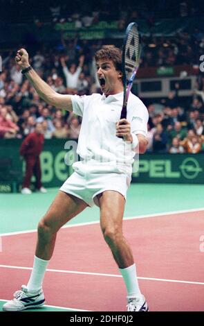 Photo De Presse Originale – Tennis Équipe De France 1991 – Lyon – 23x18 Cm – Occasion
