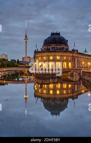 The Museum Island and the Television Tower in Berlin on a cloudy morning