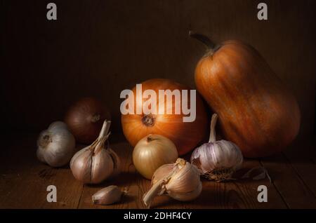 Garlic and pumpkin Stock Photo