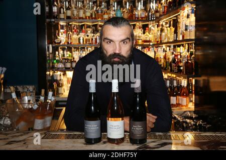 Retired French rugby player Sebastien Chabal, who played for Sale Sharks, Racing Metro 92 Paris and the French national squad, presents his wines designed with the help of Christophe Novara and Les Vignerons Du Cellier Des Chartreux at Le Roch hotel in Paris, France, November 30, 2017. Photo par Jerome Domine/ABACAPRESS.COM Stock Photo